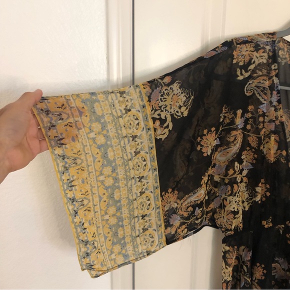 Free People Dream State Tunic Kimono Black Night Intimately small boho top - Picture 7 of 14